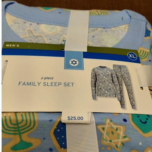 Target NEW Men's Size XL Blue Hanukkah Jewish Holiday 2 Piece Pajama Set - Picture 3 of 5